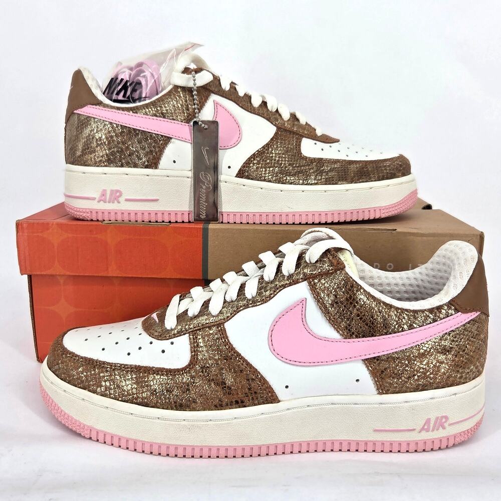 NEW Nike Air Force 1 Premium Snakeskin Gold Pink 309439-262 Women's Size 10